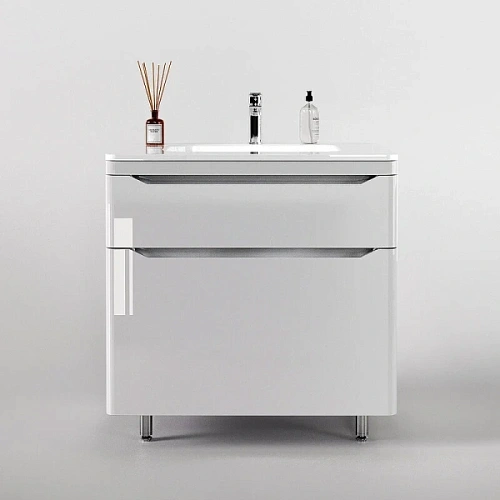 Тумба под раковину напольная Style Line Марелла Люкс Plus 80 см белый глянец - фото 1