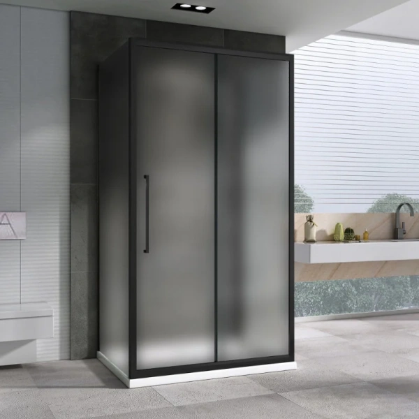 Душевой уголок Abber Schwarzer Diamant 120x100 см профиль черный, стекло матовое AG30120BMH-S100BM-S100BM (детальная фотография), современные, hi-tech