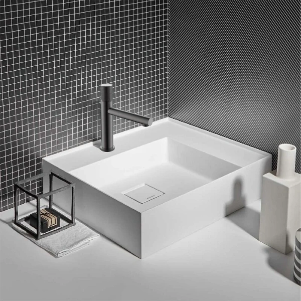 Смеситель для раковины Vincea Groove вороненая сталь VBF-4G1GM (детальная фотография), современные, hi-tech