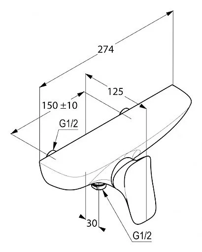 Смеситель для душа Kludi Ambienta однорычажный 537100575 (детальная фотография), современные, hi-tech