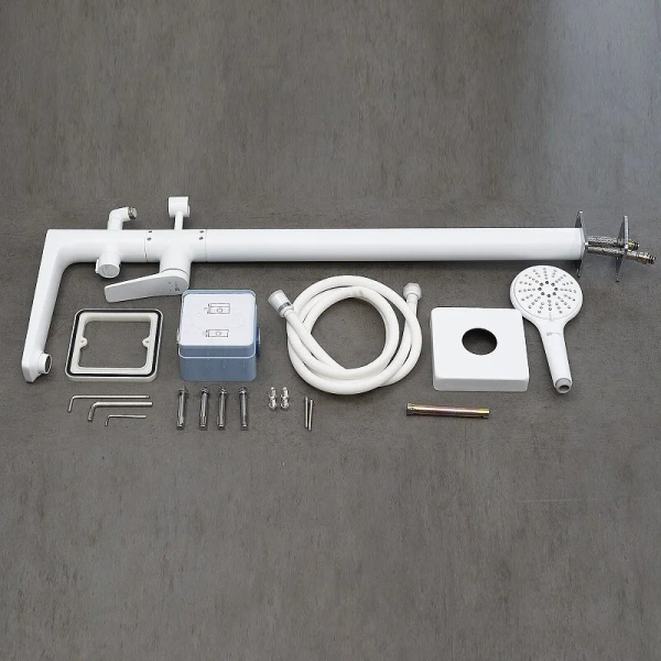 Смеситель для ванны Lemark Bronx белый матовый LM3744MW (детальная фотография), напольные