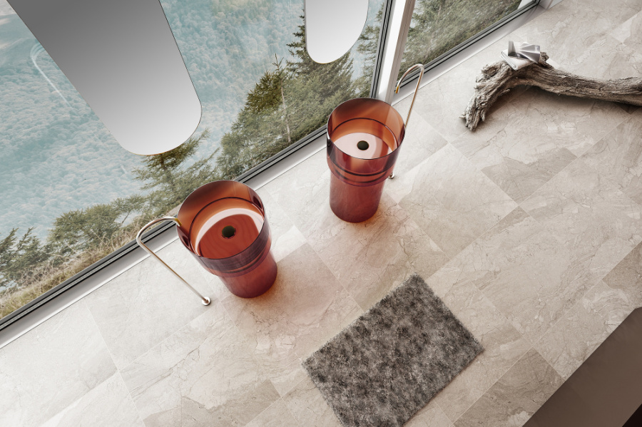 Раковина напольная Abber Kristall 45 см коричневая AT2701Opal (детальная фотография), напольные, свободностоящие