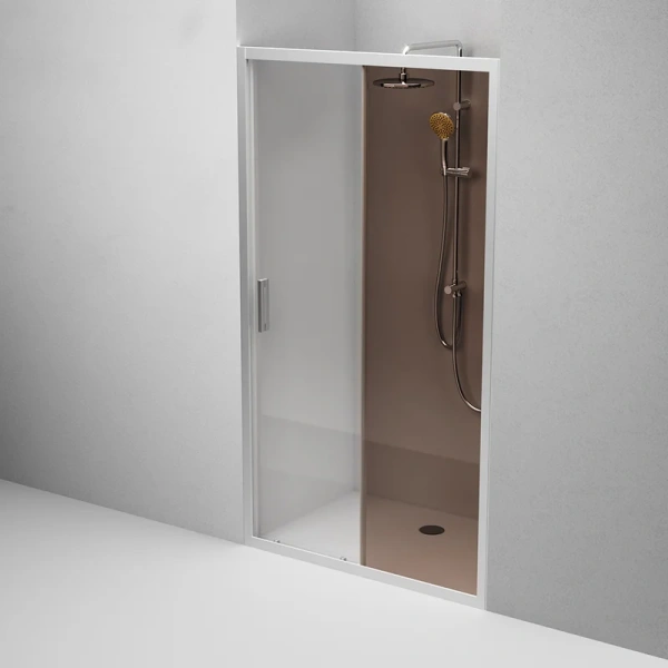 Душевая дверь в нишу AM.PM Gem Solo 110 см профиль хром стекло бронза W90G-110-1-195MBr (детальная фотография), хром