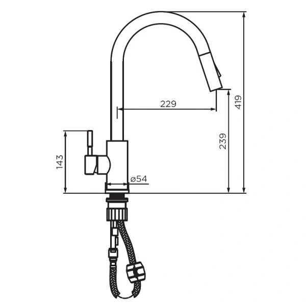 Смеситель для кухни Dorff Logic хром D3007500 (детальная фотография), для кухни