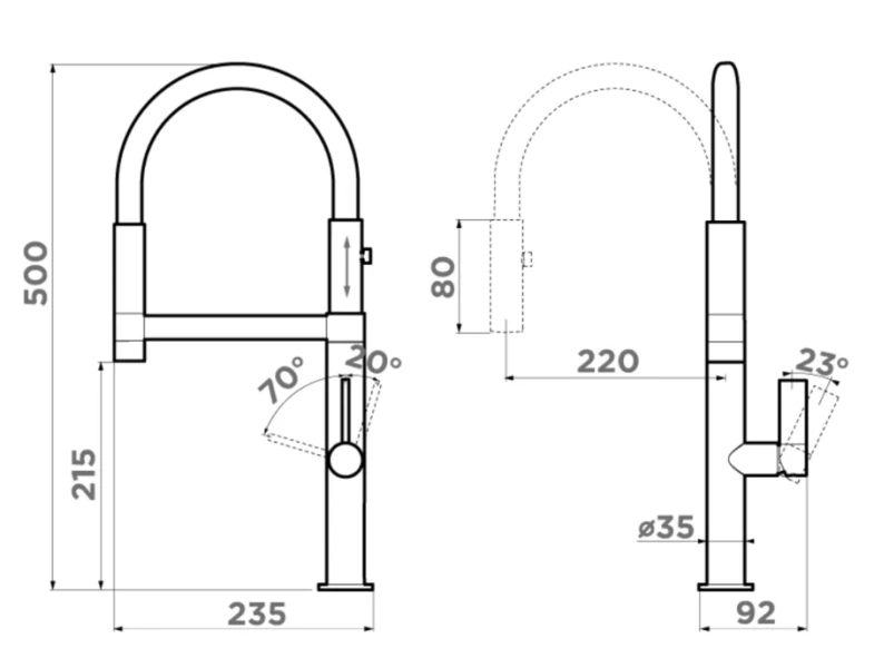 Смеситель для кухни Omoikiri Osaka BN-BL нержавеющая сталь/черный 4994331 (детальная фотография), для кухни