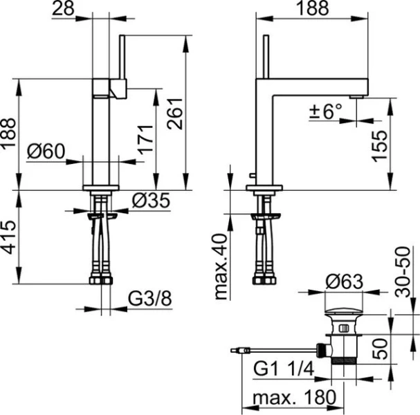 Смеситель для раковины Keuco Edition 90 хром 59002010000 (детальная фотография), для раковины