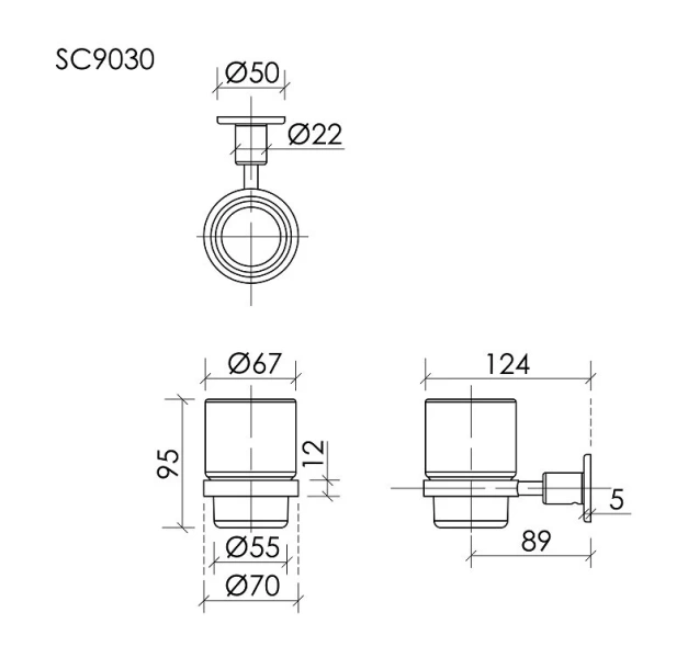 Стакан для ванной Sancos Base брашированное золото SC9030BG (детальная фотография), современные, hi-tech