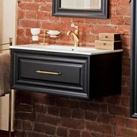 Тумба под раковину, цвет черный матовый, фурнитура золото, La Beaute Cornelia