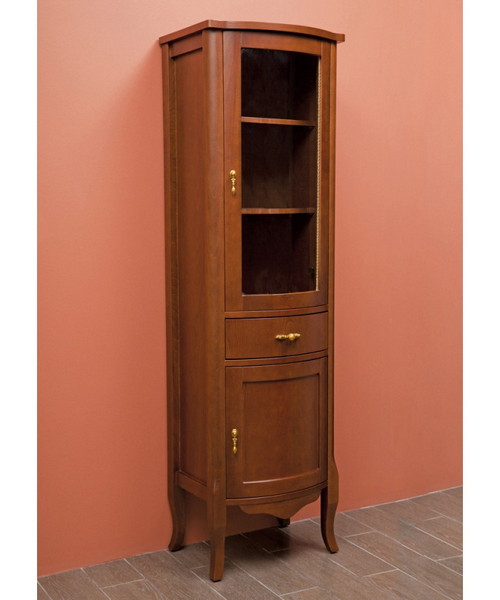 Шкаф-пенал, петли справа, цвет орех матовый, фурнитура золото, La Beaute Nora CNO.Dx.N.OR (детальная фотография)