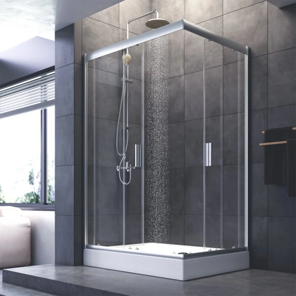 Душевой уголок Am.Pm Gem 120x90 см стекло прозрачное, профиль хром W90G-404-120290-MT (детальная фотография), стеклянные, угловые, без поддона