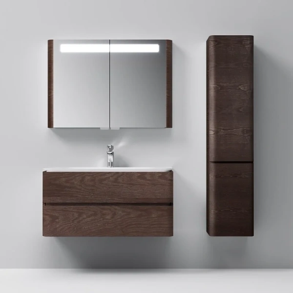 Шкаф-пенал подвесной Am.Pm Sensation 40 см правый табачный дуб M30CHR0406TF (детальная фотография), подвесные