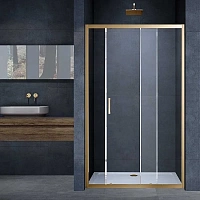 Душевая дверь в нишу Vincea Alpha 120 см профиль брашированное золото