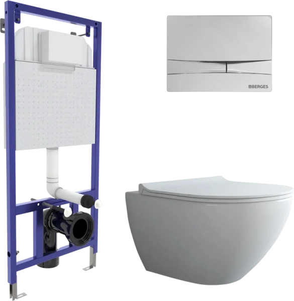 Унитаз с инсталляцией BERGES Puma подвесной 043269 (детальная фотография)