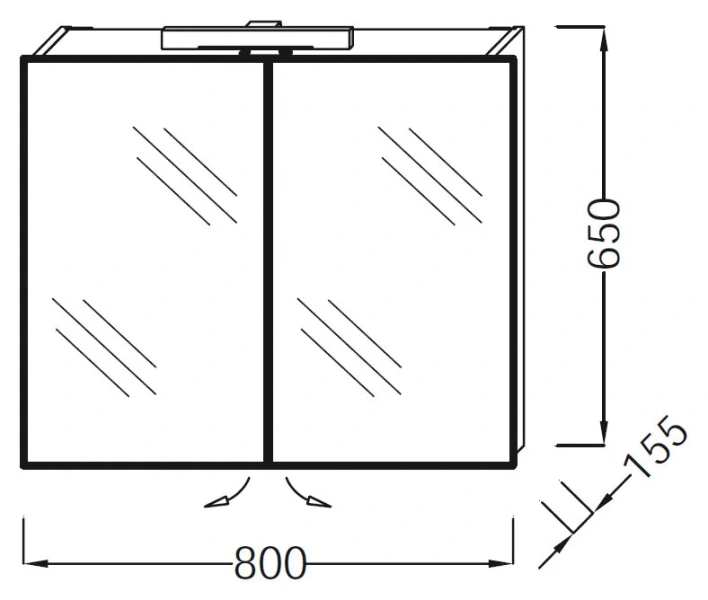 Зеркальный шкаф с подсветкой Jacob Delafon Presquile 80 см 2 дверцы EB928-J5 (детальная фотография), недорогo, с подсветкой, с розеткой