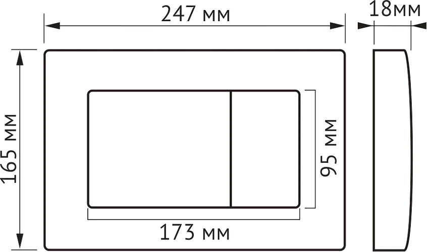 Клавиша смыва Berges Atom белая 049219 (детальная фотография), слив эконом-стандарт с двумя клавишами