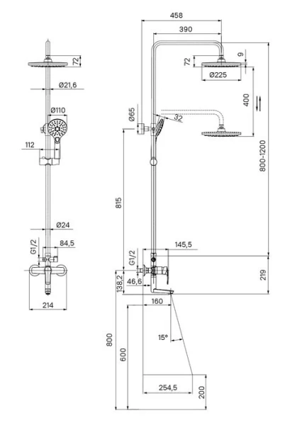 Душевая стойка IDDIS Ray белая RAYWT3Fi06 (детальная фотография), современные, hi-tech