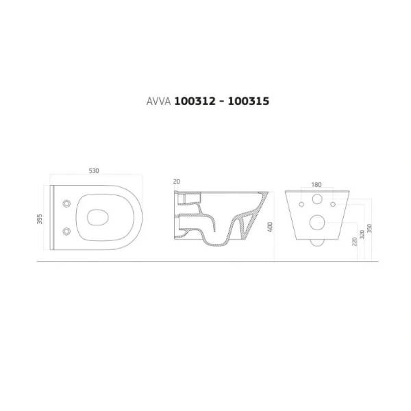 Унитаз подвесной Boheme Avva белый матовый 972-MW (детальная фотография), подвесные, встраиваемые