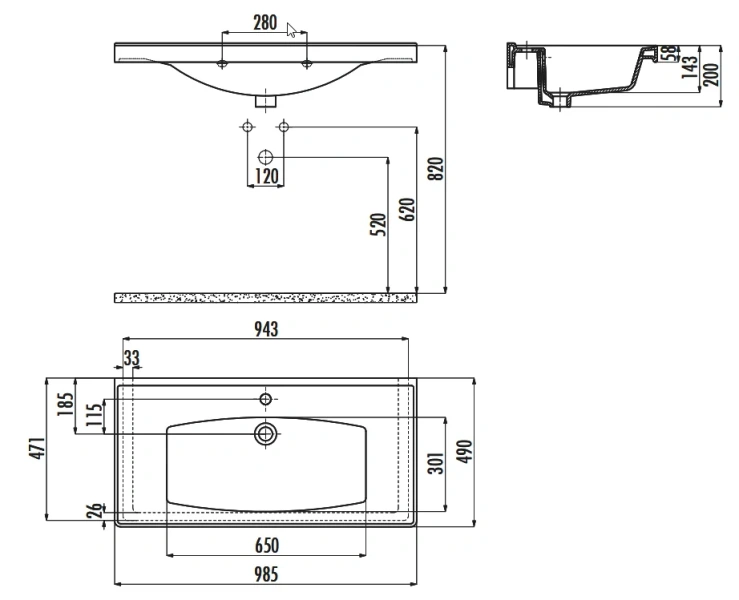 Раковина Creavit Sera 100 см белая TF200-00CB00E-0000 (детальная фотография), современные, hi-tech