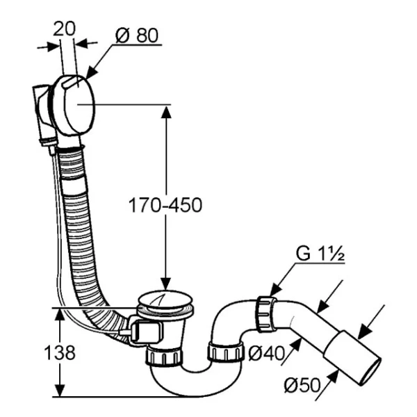 Слив-перелив Kludi Rotexa хром 2130005N-00 (детальная фотография), полуавтомат