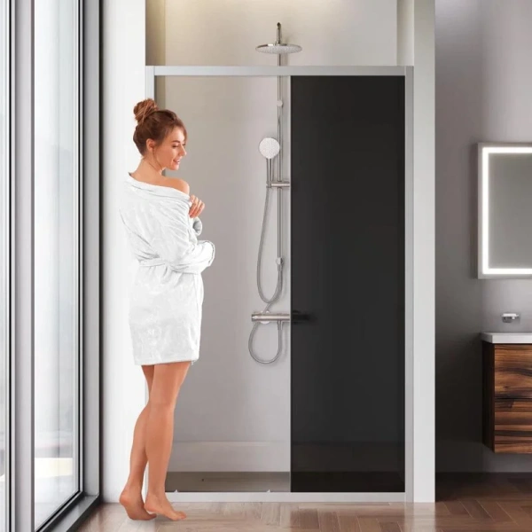 Душевая дверь в нишу AM.PM Gem Solo 120 см профиль хром стекло тонированное W90G-120-1-195MG (детальная фотография) index_1