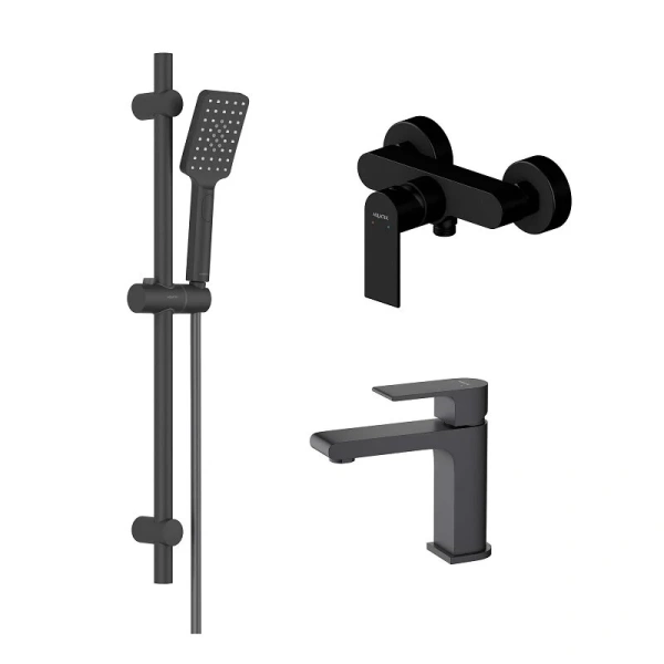 Душевой комплект Акватек Лира черный матовый AQ1431MB (детальная фотография)