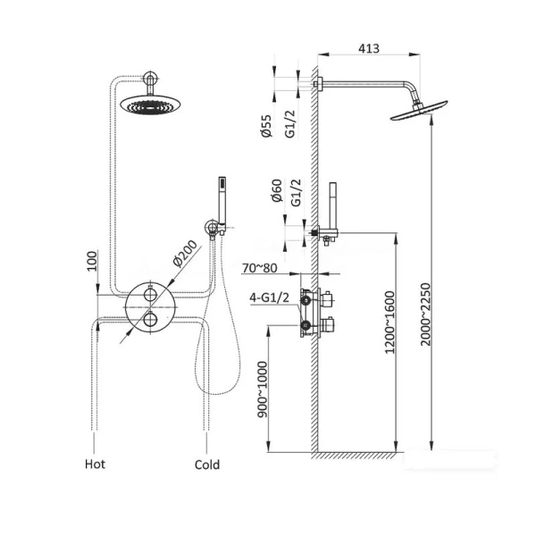 Душевой комплект Vincea Desire брашированное золото VSFW-1D1BG (детальная фотография), душевые комплекты, наборы