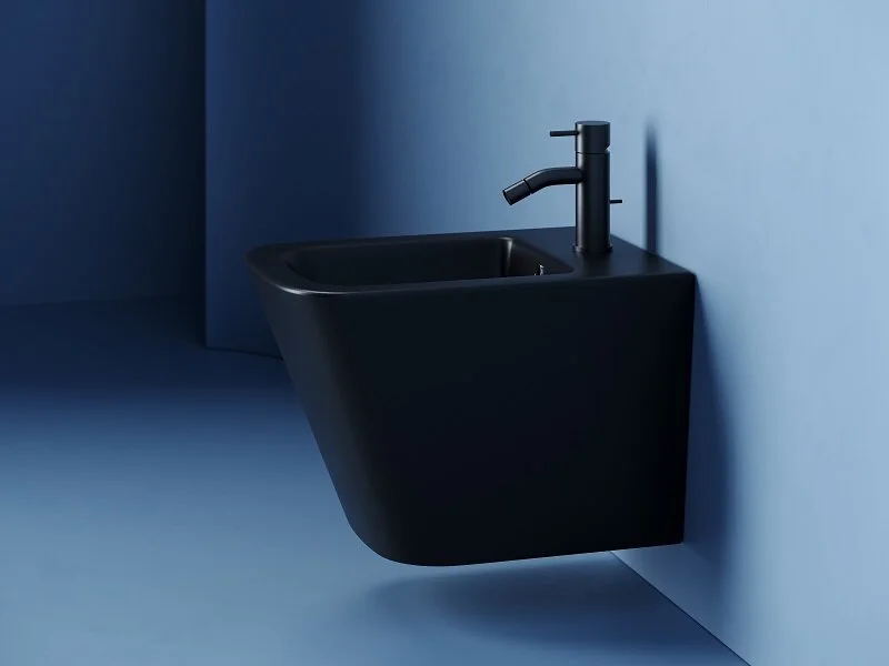 Биде подвесное Ceramicanova Union черное матовое CN4010MB (детальная фотография), подвесные