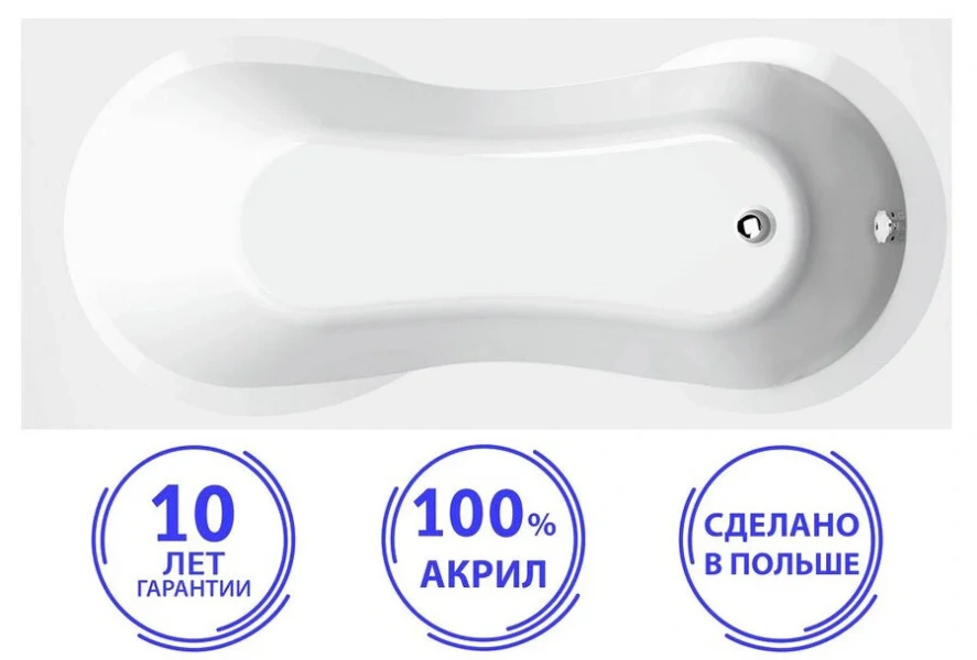 Акриловая ванна C-Bath Salus CBQ006003 140 х 70 см, белая (детальная фотография), современныe, hi-tech