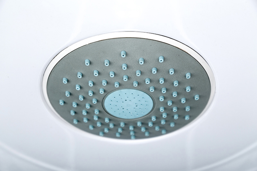 Душевая кабина Deto L 90x90 см с освещением L809ELBLACK (детальная фотография), стеклянные, рифленые, узорчатые