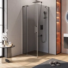 Душевой уголок Cezares Slider 80х80 см стекло серое профиль оружейная сталь