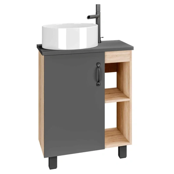 Тумба с раковиной напольная Grossman Флай 10600 60,5 см с распашной дверью (детальная фотография), современная, hi-tech, лофт