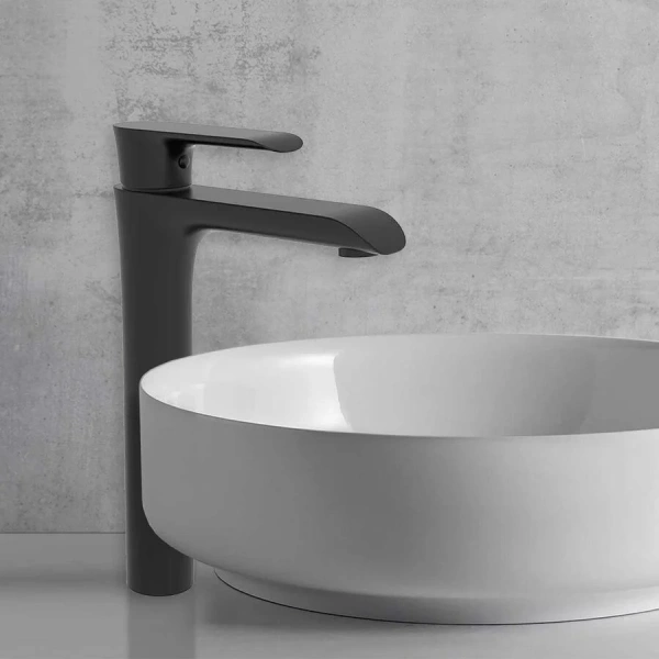 Смеситель для раковины Vincea Esse однорычажный, черный VBF-1E2MB (детальная фотография), современные, hi-tech