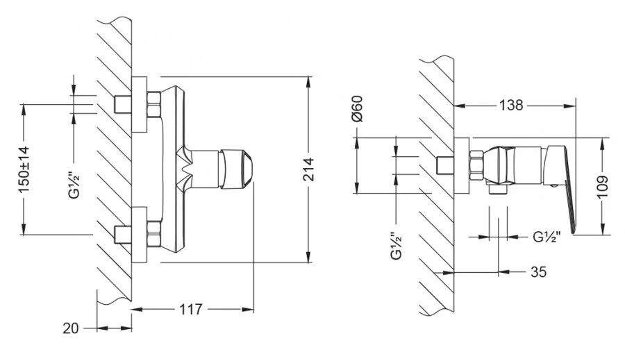Смеситель для душа Lemark Point хром LM0303C (детальная фотография), для душа