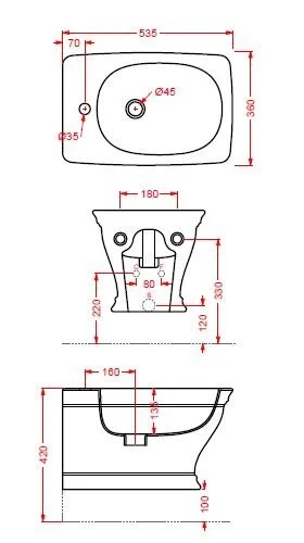 Биде подвесное Artceram Civitas черное CIB001 03 00 (детальная фотография), классические, ретро
