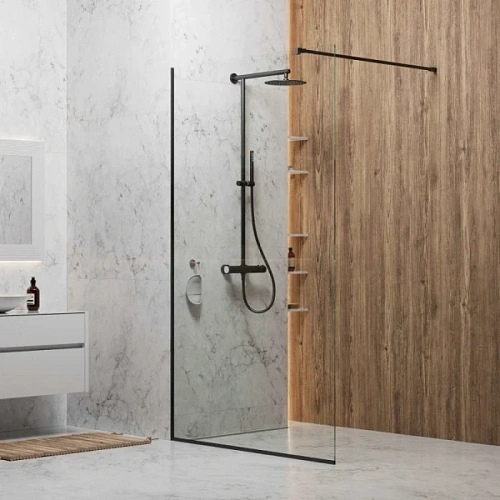 Душевая перегородка Berges Sky Black 90 см прозрачное стекло, профиль черный - фото 2