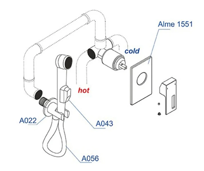 Гигиенический душ со смесителем WasserKRAFT Alme хром A01556 (детальная фотография), для туалета