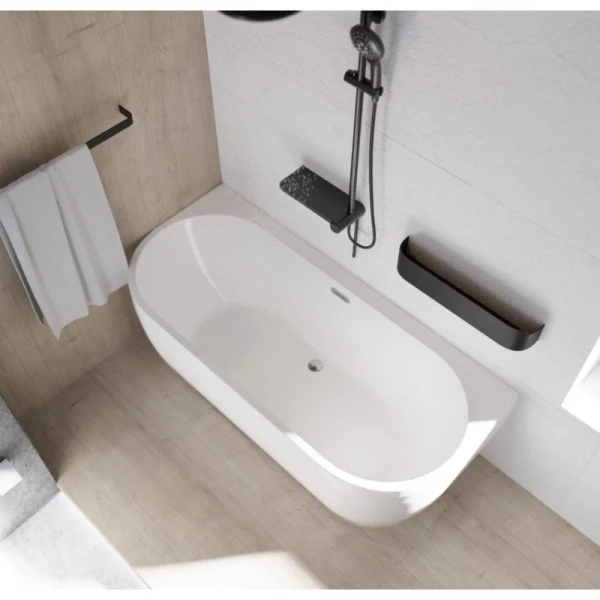 Акриловая ванна Радомир Вальс Макси 1-01-2-0-9-188К, 180 x 80 см, каркас, фронтальный экран съемный, слив-перелив автомат Вальс цвета хром, белая (детальная фотография), современныe, hi-tech