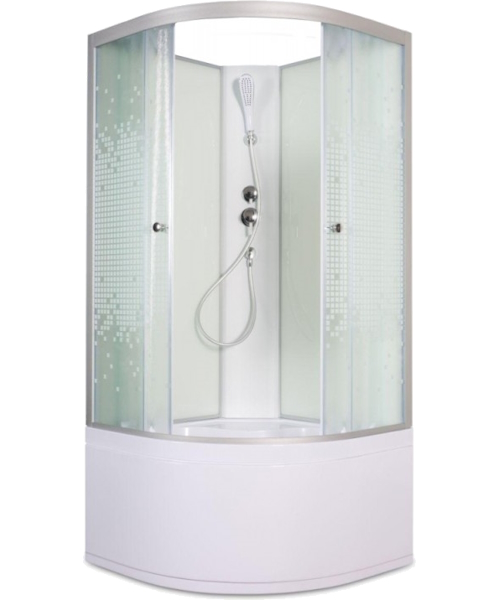 Душевая кабина Deto L 90x90 см без крыши L990N (детальная фотография), полукруглые, четверть круга