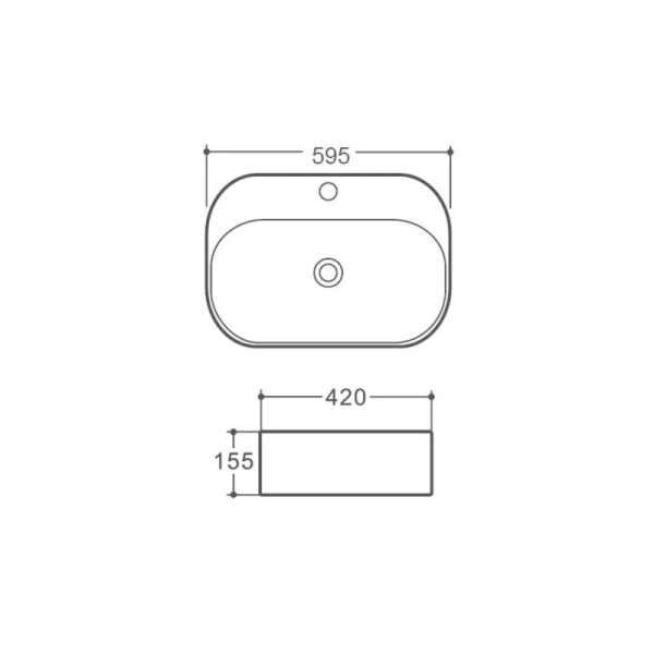 Раковина Vincea 59.5 см накладная VBS-306 (детальная фотография), современные, hi-tech
