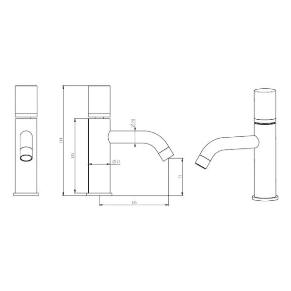 Смеситель для раковины Boheme Stick графит матовый 121-GM (детальная фотография), для раковины