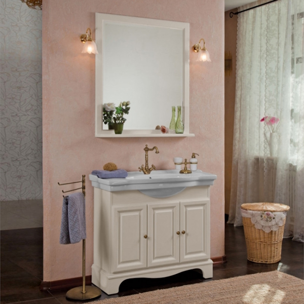 Тумба под раковину, цвет слоновая кость матовый, фурнитура бронза, La Beaute Michel BMI100AVO.BR (детальная фотография), по запросу