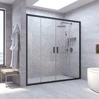 Душевая дверь профиль черный матовый стекло прозрачное Vegas-glass