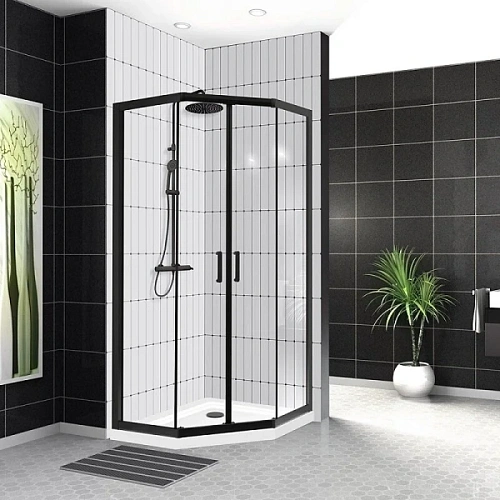 Душевой уголок BelBagno Uno-195 90х90 см профиль черный - фото 1