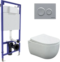 Унитаз с инсталляцией BERGES Ventas клавиша О2 хром матовый