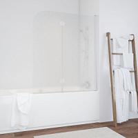 Душевая шторка на ванную профиль белый стекло флёр-де-лис Vegas-glass