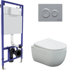 Унитаз с инсталляцией BERGES Ventas клавиша О2 хром матовый