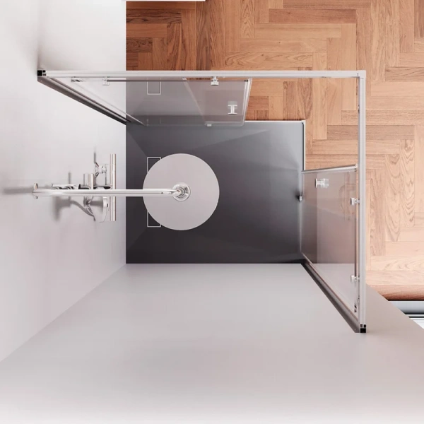 Душевой уголок Am.Pm X-Joy 100x80 см профиль хром матовый W94G-403-100280-MТ1К (детальная фотография), стеклянные, угловые, без поддона