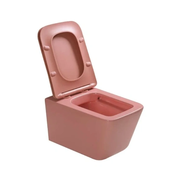 Унитаз подвесной SantiLine персиковый SL-5007P (детальная фотография), без бачка, со скрытым бачком