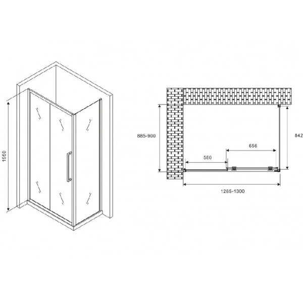 Душевой уголок Abber Schwarzer Diamant 130x90 см профиль хром AG30130H-S90 (детальная фотография), прямоугольные
