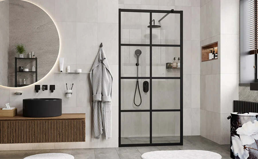 Душевая перегородка WasserKRAFT Glan 100 см профиль черный 66W44 (детальная фотография)